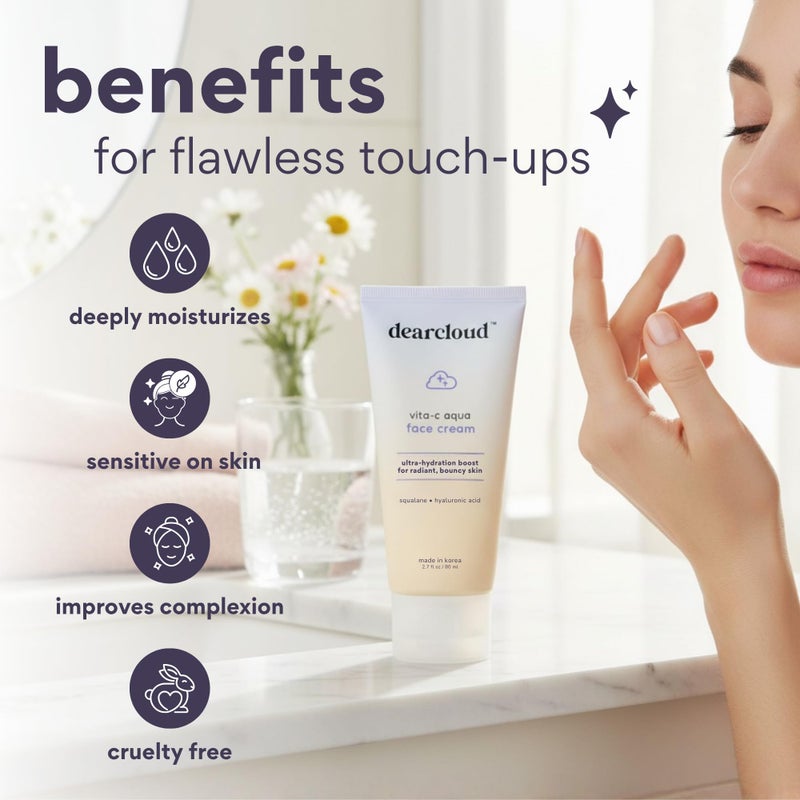 dearcloud Vita-C Aqua Face Cream – Face Moisturizer with Vitamin C, Squalane Oil for Face, Hyaluronic Acid Serum Hydration – Moisturizer for Women and Men (2.7 fl oz) - Image 3